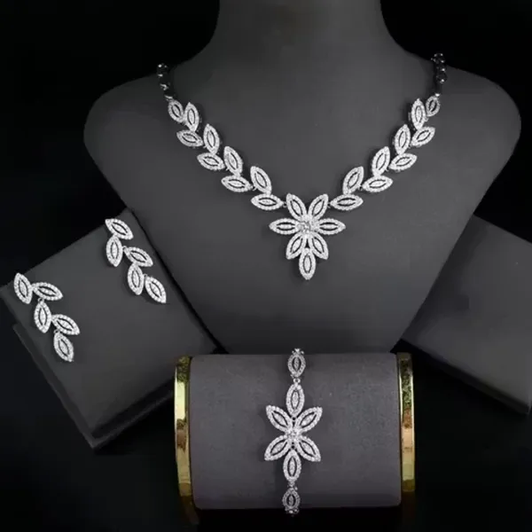 Floral Leaf Design American Diamond Set