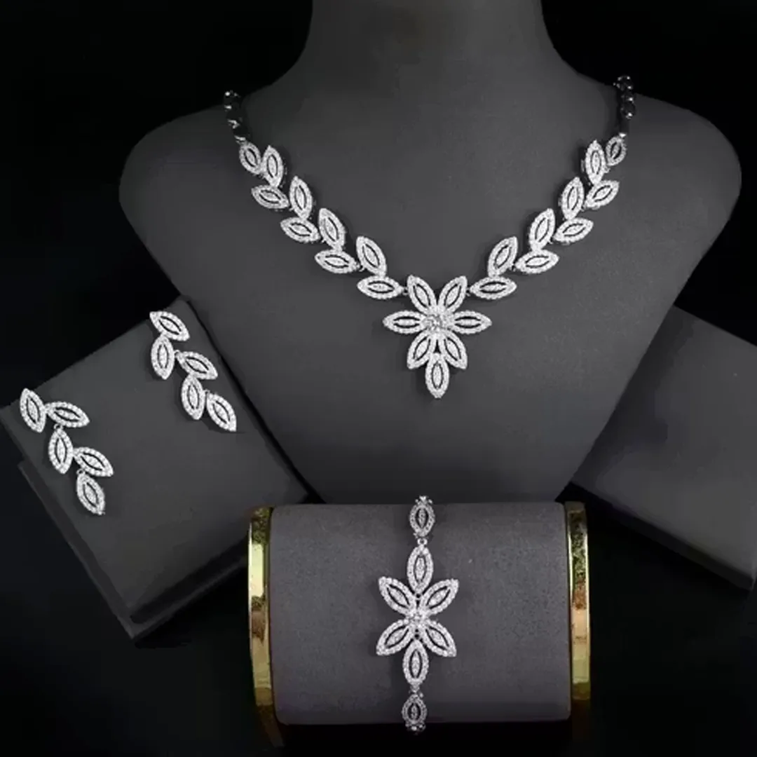 Floral Leaf Design American Diamond Set