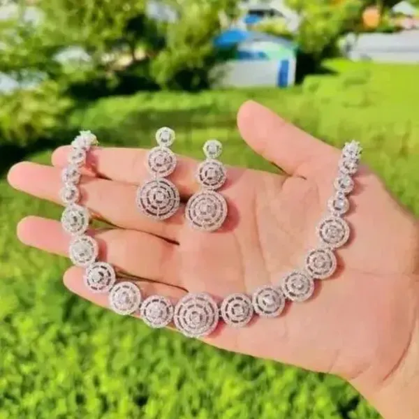 Circular Crystal Necklace American Diamond Set