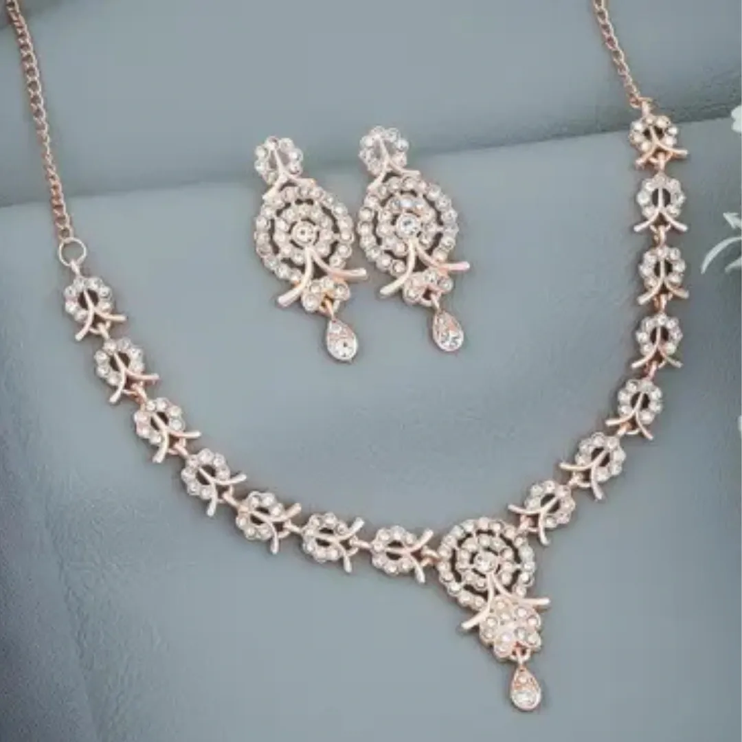 Floral Drop American Diamond Set