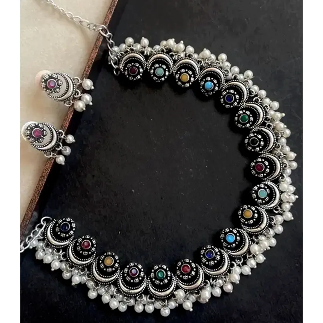 Celestial Bloom Oxidised Jewellery Set
